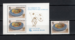 South Korea 1988 Football Soccer Stadium Stamp + S/s MNH - Ongebruikt