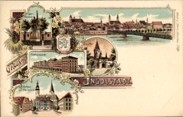 Blason Lithographie Ingolstadt An Der Donau Oberbayern, Friedens Kaserne, Rathaus, Kriegerdenkmal, Brücke - Autres & Non Classés