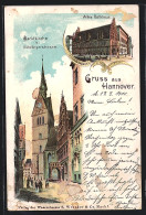 Lithographie Hannover, Marktkirche Und Köbelingerstrasse, Altes Rathaus  - Hannover