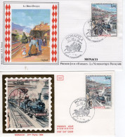 Lot De 2 FDC Monaco - La Gare De Monaco En 1910 - 2 X Envelopes Premier Jour Monaco - Eisenbahnen