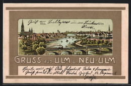 Lithographie Neu-Ulm, Teilansicht Mit Kirche  - Neu-Ulm