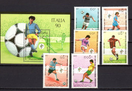 Laos 1990 Football Soccer World Cup Set Of 6 + S/s MNH - Unused Stamps