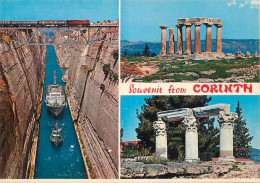 Navigation Sailing Vessels & Boats Themed Postcard Corinth Chanel Ocean Liner And Tugboat - Voiliers