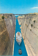 Navigation Sailing Vessels & Boats Themed Postcard Corinth Chanel Ocean Liner And Tugboat - Segelboote