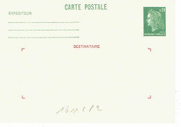 1611 CP 2 Marianne De Cheffer 30 C. Vert Neuf - Cartes Postales Types Et TSC (avant 1995)