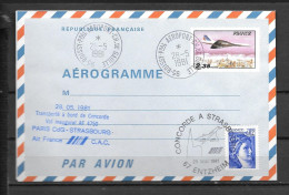 Aérogramme - 1005** - Concorde - 1981 - Vol Inaugural Paris-Strasbourg - 5 - Sonstige & Ohne Zuordnung