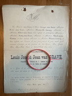 Baron Louis Van Grave *1829 Ypres +1886 Furnes Tribunal 1re Instance De Lannoy Vandevijver Victoor - Todesanzeige