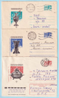 USSR 1977.0427-0511. Russian Silverware (17.-18. C.). Prestamped Covers (3), Used - 1970-79