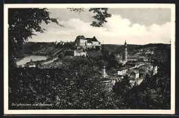 AK Burghausen A. D. Salzach, Ortsansicht Mit Burg Und Kirche  - Burghausen