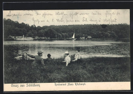 AK Berlin-Grunewald, Schildhorn, Restaurant Hans Ritzhaupt Mit Havel Und Gruppe Am Ufer  - Grunewald