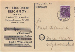 2 Schwarzaufdruck 6 Pf EF Drucksache Philat. Büro Cosmos BERLIN 61 G - 14.1.49 - Otros & Sin Clasificación