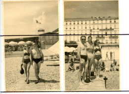 2 PHOTOGRAPHIES  . Men. Boy . Homme Et 2 Femmes . Torse Nu En Slip De Bain Short . - Persone Anonimi