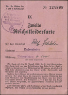 Gemeinde Unterrieden / Witzenhausen 2. Reichskleiderkarte Für Kinder, 1941 - Cartas & Documentos