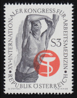 1217 Int. Kongr. Arbeitsmedizin, Arbeiter Abwehr. Arme, Äskulapstab, 3 S,  ** - Unused Stamps
