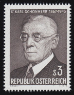 1234 100. Geburtstag, Karl Schönherr (1867-1943) Schriftsteller,  3 S, **  - Nuevos