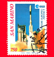 SAN MARINO - Usato - 1991 - Europa Aerospaziale - Vettore Ariane-4  - 750 - Usati