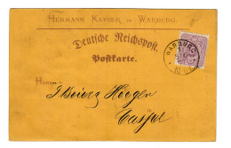 Postkarte Warburg, 1877 Nach Kassel,  - Briefe U. Dokumente