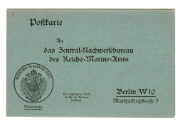 Postkarte Marinesache, Reichs-Marine-Amt Nach Berlin, Blanko Form - Briefe U. Dokumente