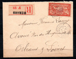 N° 119 D -  40 C. MERSON Sur Lettre Recommandée De MENARS (Loir-et-Cher) - 1900-27 Merson