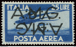 AMG. VG. - Posta Aerea Lire 25  Varietà Doppia Soprastampa - Mint/hinged