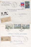 36937# LOT 5 LETTRES FRANCHISE PARTIELLE RECOMMANDE Obl BLIESBRUCK MOSELLE 1967 1968 Pour METZ 57 - Lettres & Documents