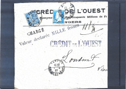 Lettre Chargée Du Crèdit De L'Ouest - Cartas & Documentos
