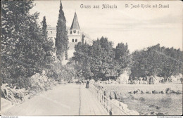 Ao99 Cartolina Gruss Aus Abbazia St.jacob Kirche Mit Strand Croazia - Sonstige & Ohne Zuordnung