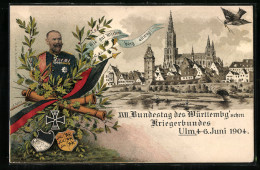 Lithographie Ganzsache PP27C47: Ulm / Donau, XVII. Bundestag Des Württemberg`schen Kriegerbundes 4.-6. Juni 1904  - Postkarten
