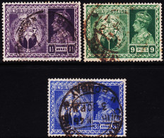 BRITISH INDIA 1946 KGVI - VICTORY 3 DIFFERENT USED STAMPS #D1 - 1936-47 King George VI