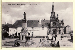 10615 ● SAINTE-ANNE-D'AURAY Travaux Pavage Place Hotel LORIOT LOGENT Fontaine Basilique 1910s VILLARD Morbihan - Sainte Anne D'Auray