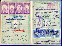 3000. GREECE-EGYPT 8 PAGES FROM OLD TRAVEL DOCUMENT WITH 12 REVENUES,4 SCANS - Fiscale Zegels