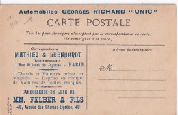 AUTOMOBILES GEORGES RICHARD   UNIC           CARROSSERIE    MM FELBER     PARIS - Publicité