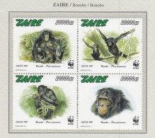 ZAIRE 1997 WWF Animals Monkeys Mi 1339-1342A MNH(**) Fauna 557 - Apen