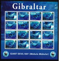 Gibraltar 1150-1153 Postfrisch Als Zd-Bogen, Rochen, WWF #IG333 - Gibraltar