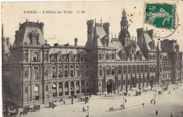 75 PARIS 4e - L'Hôtel De Ville - Circulée 1913 - Andere Monumenten, Gebouwen