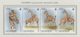 UGANDA 1997 WWF Animals Giraffes Mi 1790 - 1794 MNH(**) Fauna 562 - Giraffes