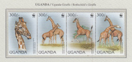 UGANDA 1997 WWF Animals Giraffes Mi 1790 - 1794 MNH(**) Fauna 562 - Giraffe