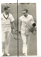 PHOTOGRAPHIE. Tennis. Stade Roland Garros 24 Juillet 1931. Tennisman PERRY, BORTRA Arrivant Sur Le Cour. Raquette Tennis - Lugares