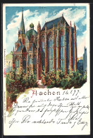 Lithographie Aachen, Motiv Vom Dom  - Aken