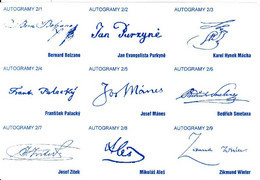 České Boites D'allumettes 2001 - 9 Etikety, Zápalkové Etikety, Autofrafi Autographs Autogramme Bolzano Purkyne Mácha - Boites D'allumettes - Etiquettes
