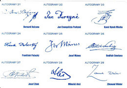 České Boites D'allumettes 2001 - 9 Etikety, Zápalkové Etikety, Autofrafi Autographs Autogramme Bolzano Purkyne Mácha - Zündholzschachteletiketten