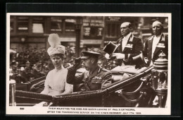 Pc King And Queen Leaving St. Paul`s Cathedral, 1929  - Familias Reales