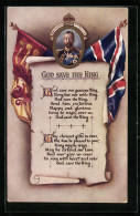 Artist's Pc God Save The King - Text, Portrait König George V., Flaggen  - Familias Reales