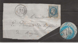 N 29A Sur Fragment De Lettre Variété Piquage Décalé - 1863-1870 Napoléon III Con Laureles