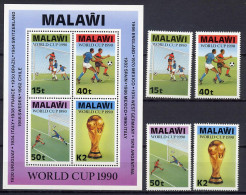 Malawi 1990 Football Soccer World Cup Set Of 4 + S/s MNH - Ongebruikt