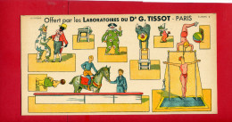 CIRQUE CLOWN EQUILIBRISTE CHIEN SAVANT ECUYER DECOUPAGE PUBLICITAIRE DES LABORATOIRES TISSOT EN SUPERBE ETAT - Tiere