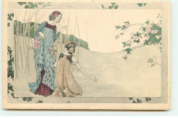 N°20605 - MM Vienne - Art Nouveau - Deux Jeunes Femmes Se Promenant Dans Un Jardin - Vienne