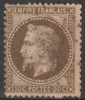 FRANCE - 30  NAPOLEON LAURE 30C BRUN CACHET GC GROS CHIFFRES ROUGES - 1863-1870 Napoleon III Gelauwerd