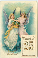 N°15036 - Carte Gaufrée - Vroolijk Kerstfeest - Anges Gardiens - Sonstige & Ohne Zuordnung