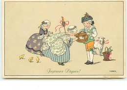 N°13868 - MM Vienne N°651 - P. Ebner - Joyeuses Pâques - Fillettes Regardant Un Lapin Dans Un Panier - Ebner, Pauli